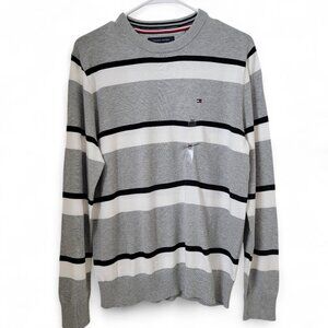 Tommy Hilfiger Size M Gray White Black Striped Sweater, NEW with Tag!